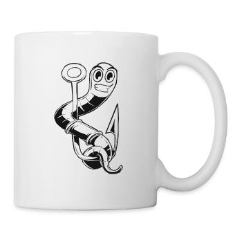 Angler heels with a worm bait fishing rod for - Mug - white - Right