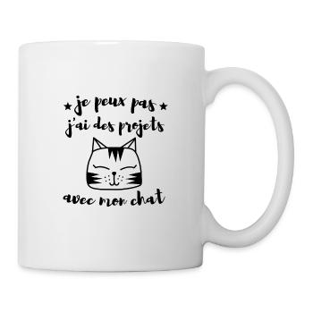 Je peux pas j ai des projets avec mon chat - Mug blanc - blanc - Droite