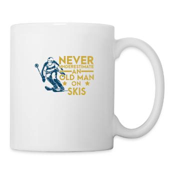 Never Underestimate An Old Man On Skis Skiing Ski - Mug - white - Right