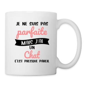 Je ne suis pas parfaite mais j'ai un chat - Mug blanc - blanc - Droite