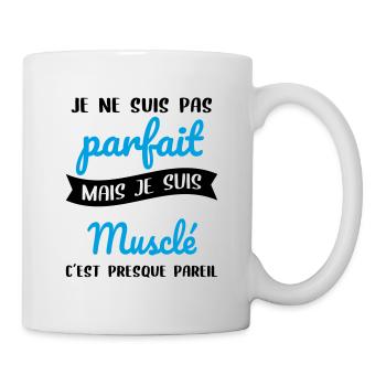 Musculation - Pas parfait mais musclé - Mug blanc - blanc - Droite