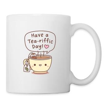 Thé mignon Avoir un thé riffic jour jeu de mots Salutations - Mug blanc - blanc - Droite