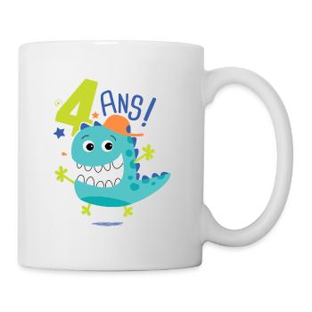 j'ai 4 ans Cadeau anniversaire 4 ans dinosaure - Mug blanc - blanc - Droite