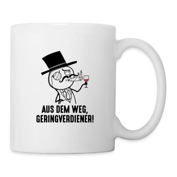 À l’écart: mème à faible revenu, commerçant, millionnaire - Mug blanc - blanc - Droite