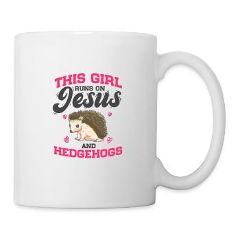 Animal Lover This Girl Runs On Jesus And Hedgehogs - Mug - white - Right
