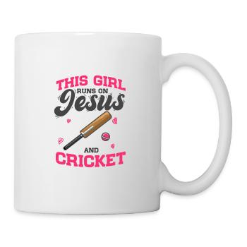 Cricketers Cette fille court sur Jésus et le cricket - Mug blanc - blanc - Droite