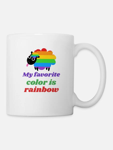 Rainbow Sheep - My favorite color is rainbow - Mug - white