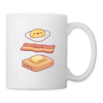Cute Egg, Bacon, Butter And Toast Breakfast Food - Mug - white - Right