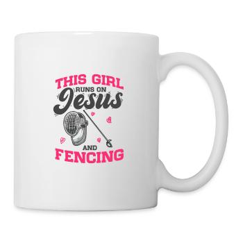Fechtsport Cette fille court sur Jésus et l’escrime - Mug blanc - blanc - Droite