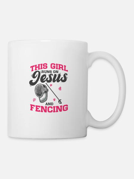 Fechtsport This Girl Runs On Jesus And Fencing - Tasse - Weiß