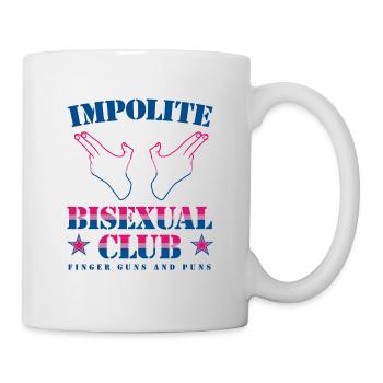 Impolite Bisexual Club Finger Guns and Puns - Mug - white - Right