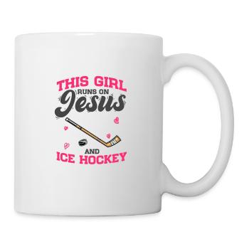 Fan de hockey Cette fille court sur Jésus et le hockey sur glace - Mug blanc - blanc - Droite