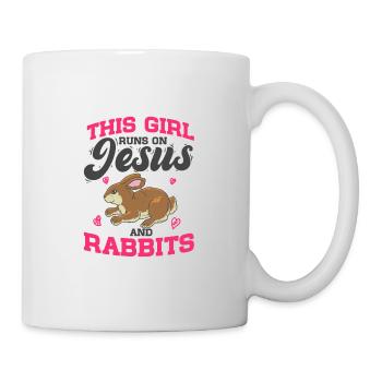 Lapin Lapin Cette Fille Court Sur Jésus Et les Lapins - Mug blanc - blanc - Droite