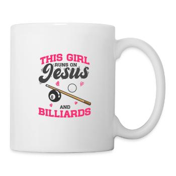 Piscine 8 Cette fille court sur Jésus et le billard - Mug blanc - blanc - Droite