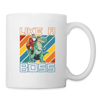 Like a Boss - Le Père Noël monte sur T-Rex - Mug blanc - blanc - Droite