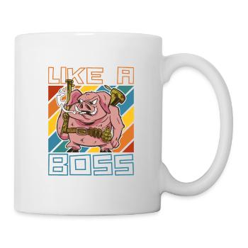 Like a Boss Funny Pig Ready for Battle - Mug - white - Right