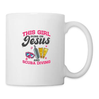 Plongeurs Cette fille court sur Jésus et la plongée sous-marine - Mug blanc - blanc - Droite