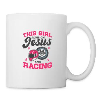 Course de voiture cette fille court sur Jésus et la course - Mug blanc - blanc - Droite