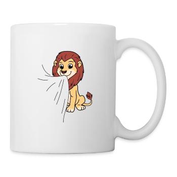 Löwe frisst Stoff - Tasse - Weiß - Rechts