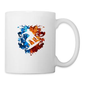 Surfing Red Blue Fire Surfer Sport Surfboard - Mug - white - Right