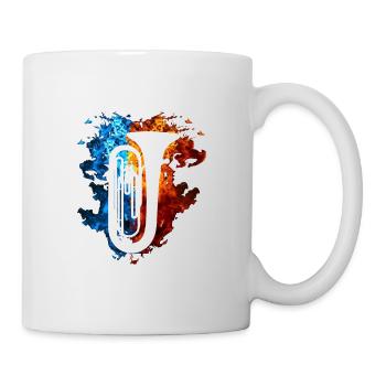 Tuba Rot Blau Feuer Musikinstrument - Tasse - Weiß - Rechts