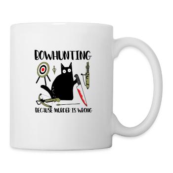 Bowhunting Because Murder Is Wrong Black Cat - Mug - white - Right