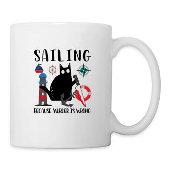 Sailing Because Murder Is Wrong Black Cat - Mug - white - Right