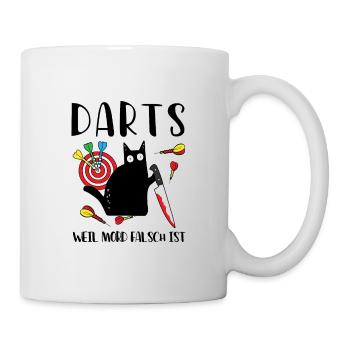 Darts Weil Mord Falsch Ist Dartspieler - Tasse - Weiß - Rechts
