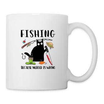 Pêcher parce que le meurtre est un mauvais chat noir - Mug blanc - blanc - Droite