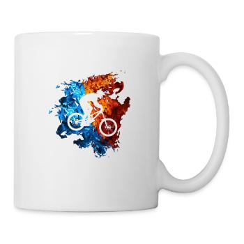 Vélo de montagne Rouge Bleu Feu Mountain Bike Rider - Mug blanc - blanc - Droite