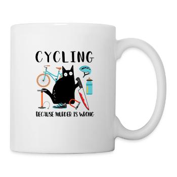 Cycling Because Murder Is Wrong Black Cat - Mug - white - Right
