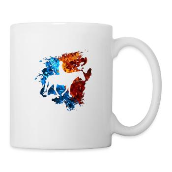 Pferd Rot Blau Feuer Reiter Reiten - Tasse - Weiß - Rechts