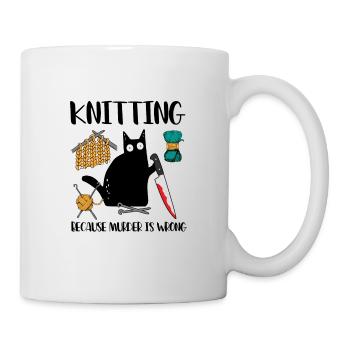 Tricoter parce que le meurtre est un mauvais chat tricot - Mug blanc - blanc - Droite