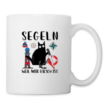 Segeln Weil Mord Falsch Ist Segler Skipper Katze - Tasse - Weiß - Rechts