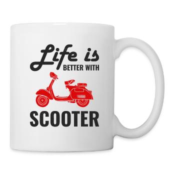 Roller Fahrer Scootering Motorrad Moped Lustig - Tasse - Weiß - Rechts