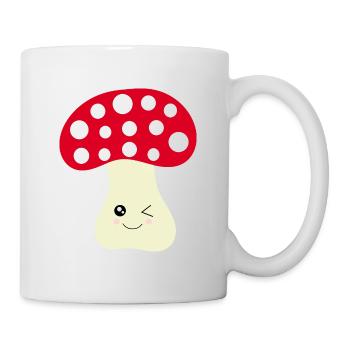Kawaii Pilz Fliegenpilz cute rot mit Gesicht - Tasse - Weiß - Rechts