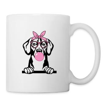 Hund mit Kaugummi - Tasse - Weiß - Rechts