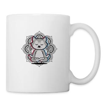 Yoga Husky Chiens Mandala Lotus Flower Méditation - Mug blanc - blanc - Droite
