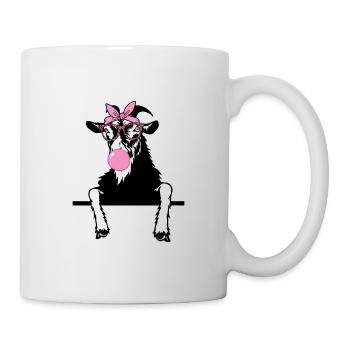 Ziege kaut Kaugummi - Tasse - Weiß - Rechts