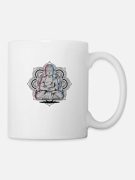 Yoga Bouddha Mandala Fleur de Lotus - Mug blanc - blanc
