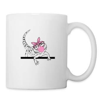 Dragon barbu soufflant du chewing-gum - Mug blanc - blanc - Droite