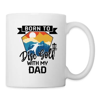 Né pour jouer au disc golf avec papa - Frisbee - Mug blanc - blanc - Droite