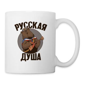 Russian bear with balalaika Russian flag - Mug - white - Right