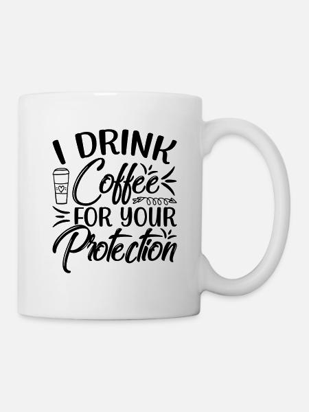 Tshirt Shirt Coffee Slogan Women Men - Mug - white