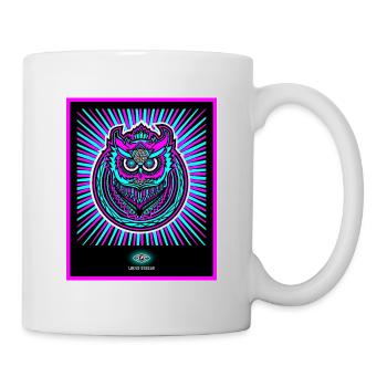 Neon Eule in strahlendem Neonpink - Tasse - Weiß - Rechts