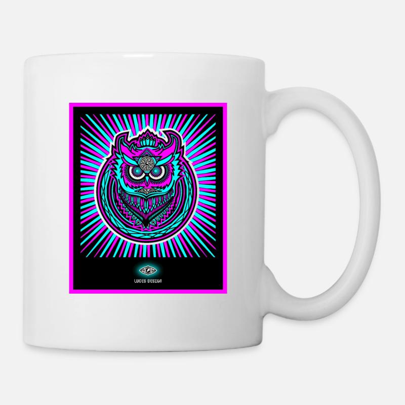 Chouette néon rose néon - Mug blanc - blanc