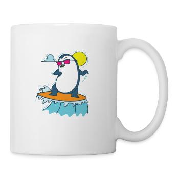 Pinguin surft am Strand Antarktis Vogel - Tasse - Weiß - Rechts