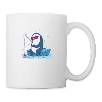 Pinguin am Angeln Antarktis Vogel Tier - Tasse - Weiß - Rechts