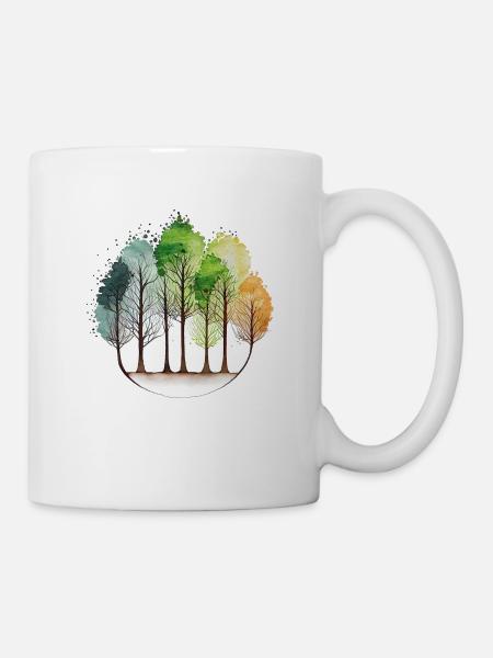 Trees of the Four Seasons Watercolour - Mug - white