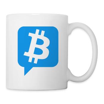 Bitcoin Logo in Blau - Tasse - Weiß - Rechts
